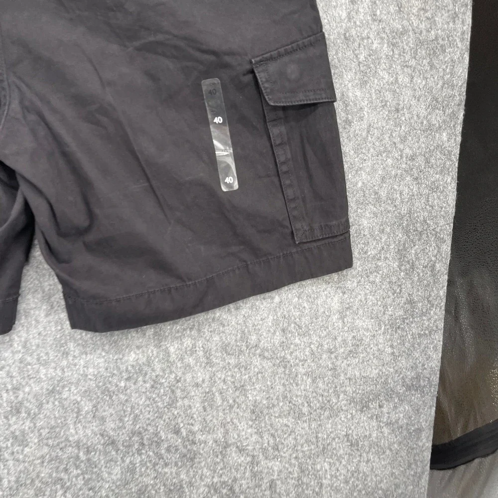 Tommy Hilfiger Cargo Shorts Mens 40 Black Cotton Twill Utility Pockets